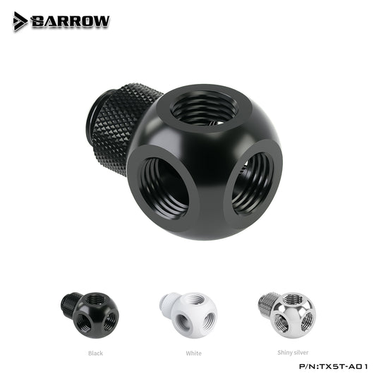 Barrow TX5T-A01 G1/4 "X5 noir argent Extender rotation 5 voies adaptateur cubique siège refroidissement par eau accessoires informatiques