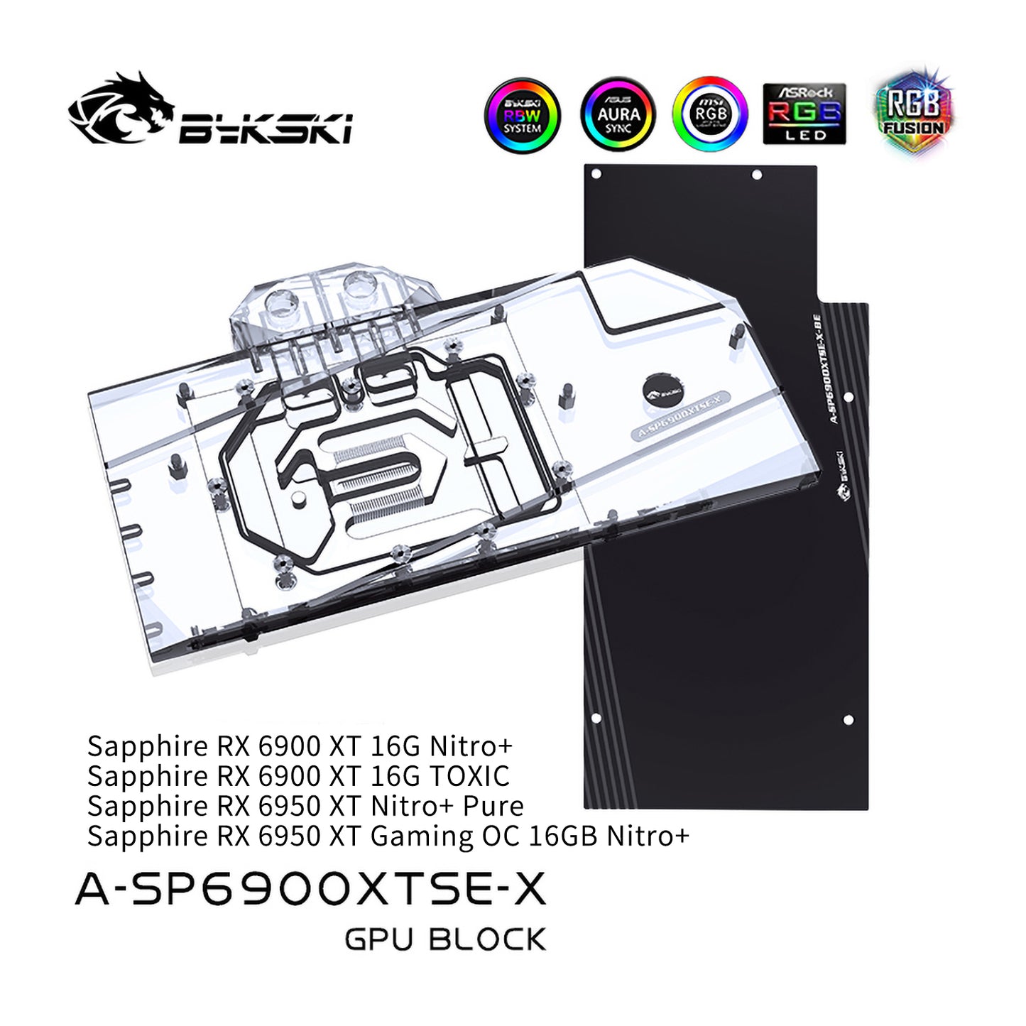 Bloc GPU Bykski pour Sapphire Radeon RX 6900XT 16GB NITRO + édition spéciale couverture complète refroidisseur de refroidissement par eau GPU A-SP6900XTSE-X 