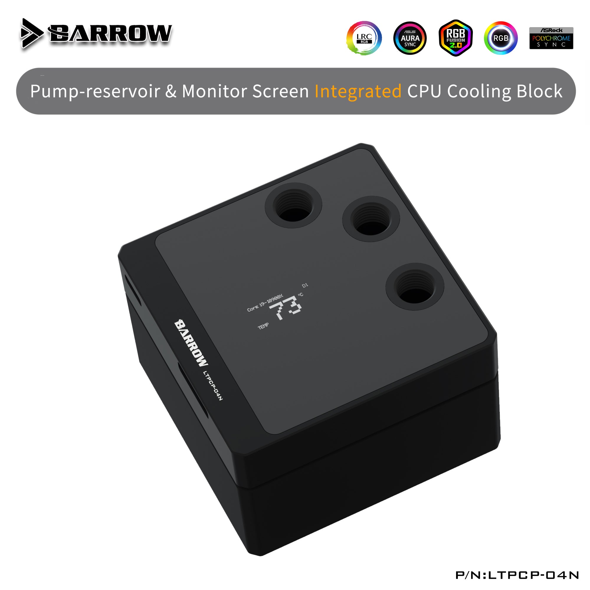 Barrow Pump-reservoir & Monitor Screen Integrated CPU Cooling Block, I ...