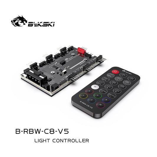 Bykski V5 Version A-RGB Lighting Controller With Multifunctional Hub, Compatible 5V 3Pin LED / 2510 4Pin Fan, Sync To Motherboard, B-RBW-C8-V5