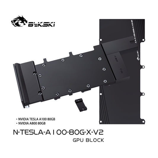 Bykski GPU Block For Nvidia Tesla A100 80GB / A800 80GB, High Heat Resistance Material POM + Full Metal Construction, With Backplate Full Cover GPU Water Cooling Cooler Radiator Block, N-TESLA-A100-80G-X-V2