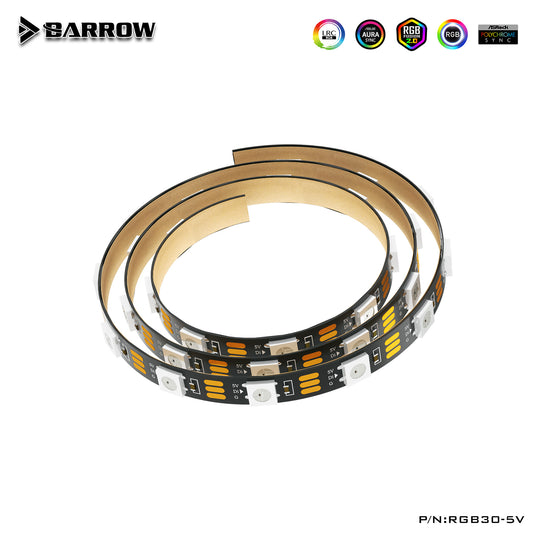 Barrow RGB30-5V Aurora LED 5V 3PIN Strip Light Sticks utilisation pour bloc CPU/GPU/pompe/carte de voie navigable, prise en charge de la synchronisation de la carte mère