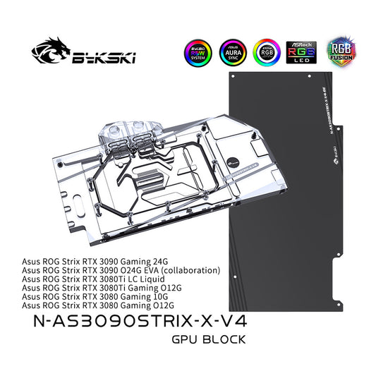 Bloc de refroidissement par eau GPU Bykski pour Asus ROG Strix RTX3090 3080Ti 3080, système de refroidissement liquide de carte graphique, N-AS3090STRIX-X-V2