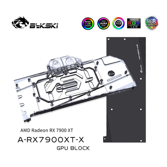 Bykski GPU Water Block For AMD Radeon RX 7900 XT, Full Cover With Backplate PC Water Cooling Cooler, A-RX7900XT-X