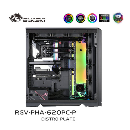 Bykski Distro Plate Kit For Phanteks 620PC Case, 5V A-RGB Complete Loop For Single GPU PC Building, Water Cooling Waterway Board, RGV-PHA-620PC-P