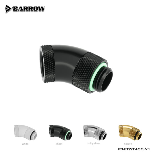 Barrow 45 Degree Double-side Rotary Fitting Adapter Rotating G1/4''Thread Water Cooling Adaptors TWT45S-V1