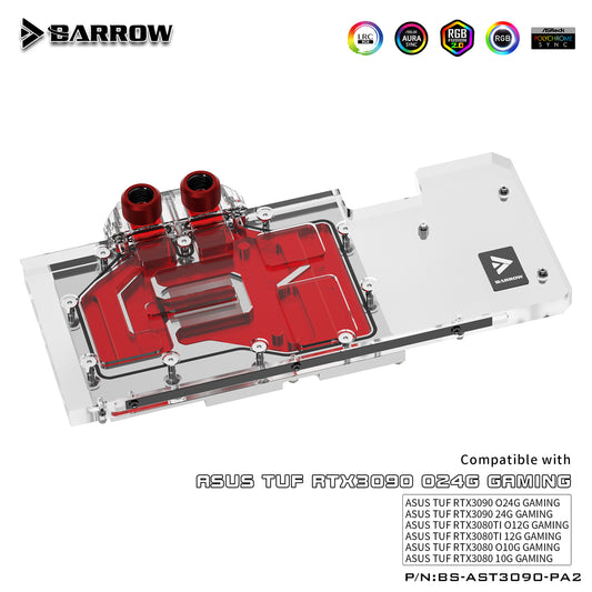 Barrow 3090 3080 Water Block Backplane Block For ASUS TUF 3090 3080 Gaming, All Around Cooler | Water Cooling Block