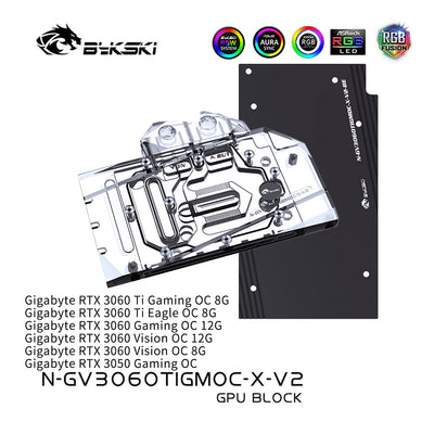 Bloque de refrigeración por agua Bykski para GPU para Gigabyte RTX 3060TI/3060/3050 Gaming / Eagle / Vision, refrigeración líquida para GPU, N-GV3060TIGMOC-X-V2