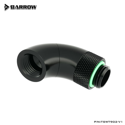 Barrow G1/4" Dual Rotary 90-Degree 360 Degree Rotatable IG1/4" Extender Water Cooling Fittings, TSWT902-V1