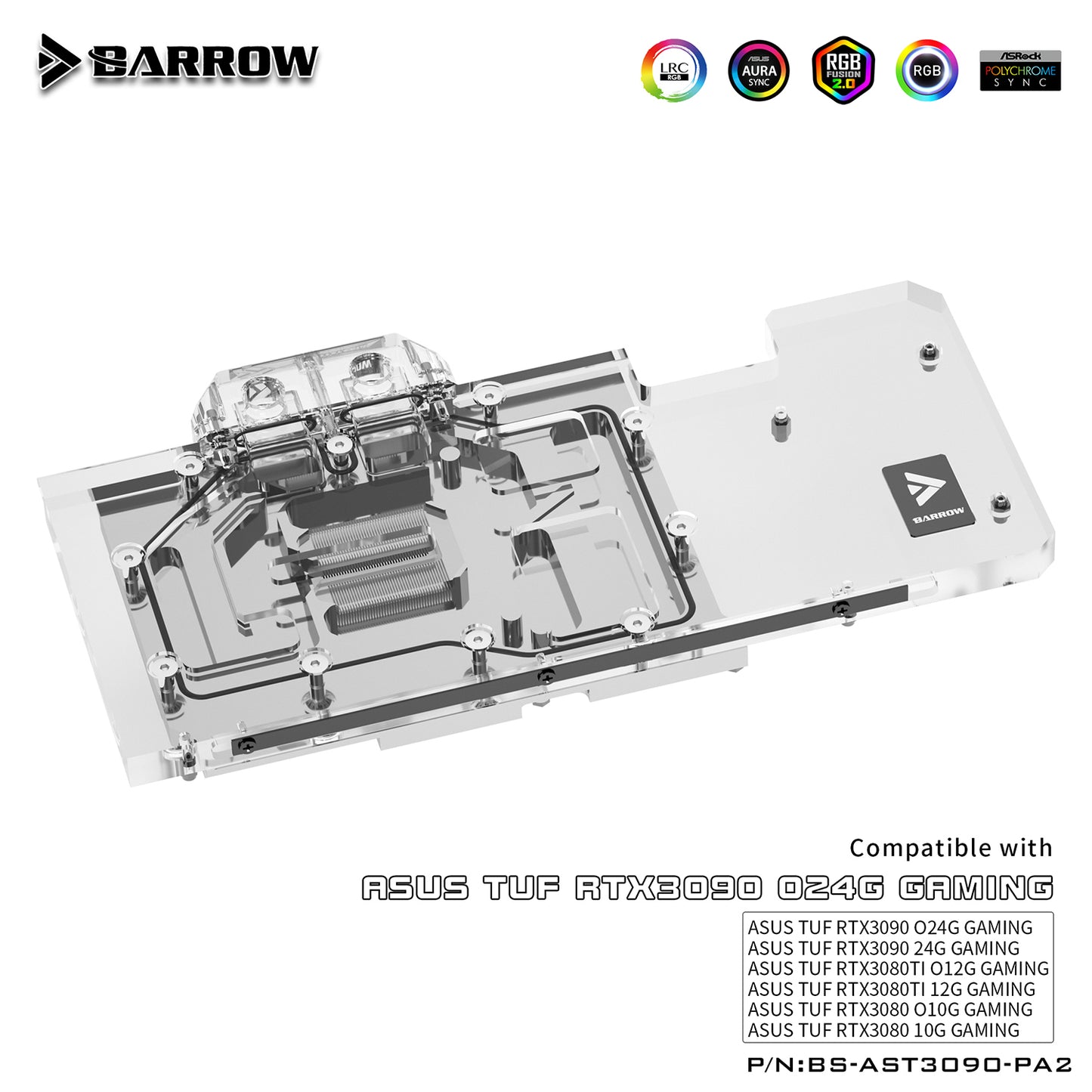 Barrow 3090 3080 Water Block Backplane Block For ASUS TUF 3090 3080 Gaming, All Around Cooler | Water Cooling Block