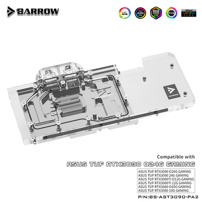 Barrow 3090 3080 Water Block Backplane Block For ASUS TUF 3090 3080 Gaming, All Around Cooler | Water Cooling Block