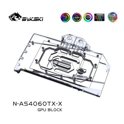 Bykski GPU Water Block For Asus TX RTX 4060 Gaming / ATS RTX 4060 Gaming, Full Cover With Backplate PC Water Cooling Cooler, N-AS4060TX-X