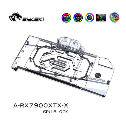 Bykski GPU Water Block For AMD Radeon RX 7900 XTX, Full Cover With Backplate PC Water Cooling Cooler, A-RX7900XTX-X