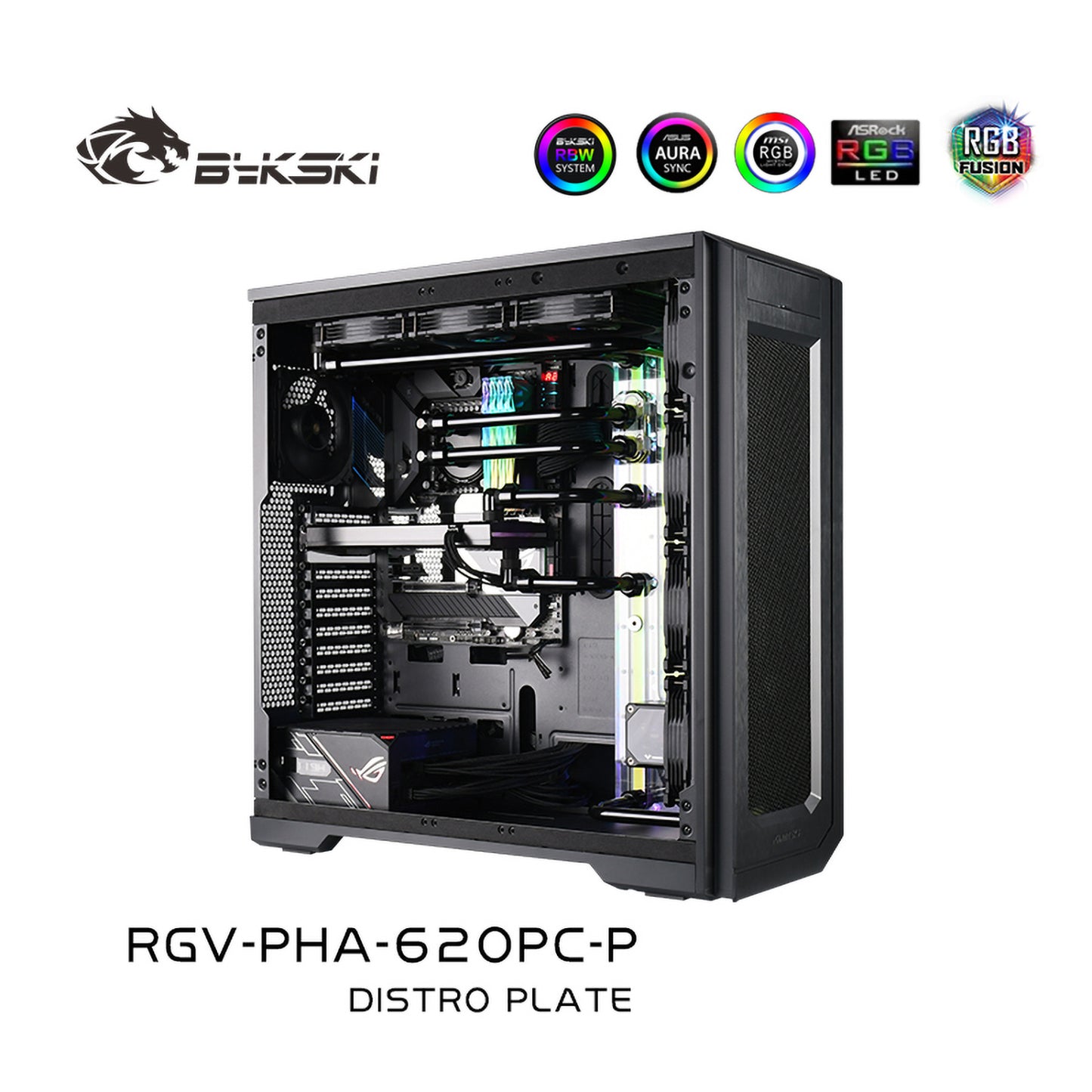 Bykski Distro Plate For Phanteks 620PC Case, Acrylic Waterway Board Combo DDC Pump, 5V A-RGB, RGV-PHA-620PC-P