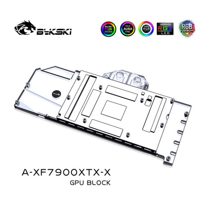 Bykski GPU Water Block For XFX RX 7900 XTX Speedster Merc 310 / Pro 24G , Full Cover With Backplate PC Water Cooling Cooler, A-XF7900XTX-X
