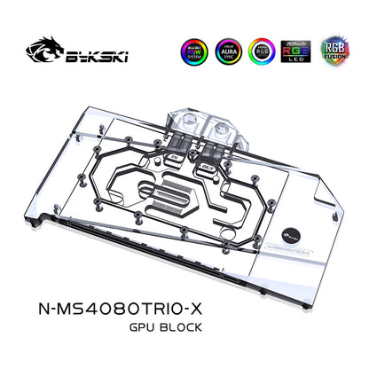 Bykski GPU Water Block For MSI RTX 4080 Gaming X Trio / Suprim , Full Cover With Backplate PC Water Cooling Cooler, N-MS4080TRIO-X