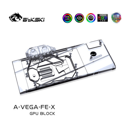 Bykski A-VEGA-FE-X, carte graphique à couverture complète bloc de refroidissement par eau RGB/RBW, pour Founder Edition VEGA,