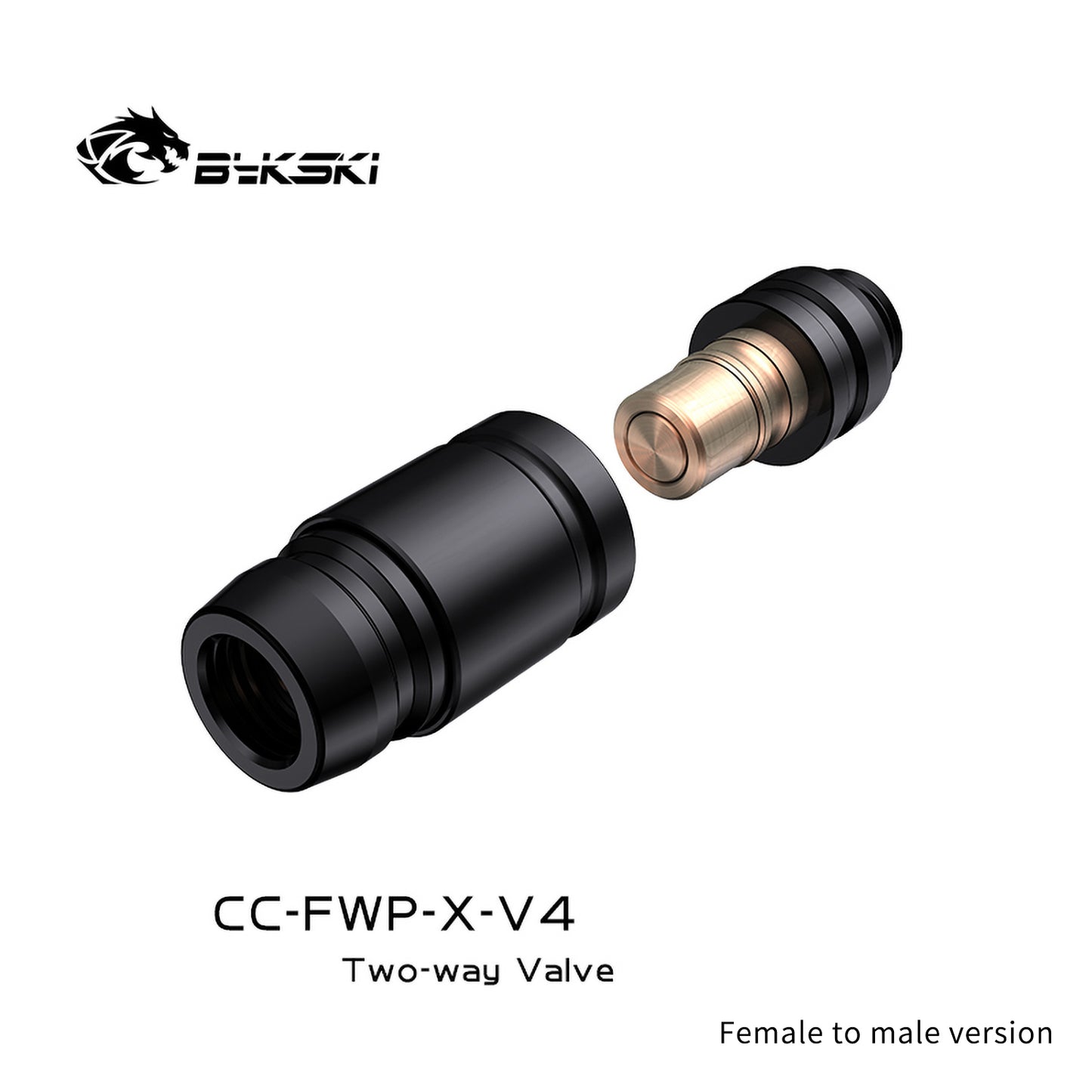 Bykski Two-Way Valve, Fast Cut-off & Drain, Brass Water Cooling Quick Shut-off Drain Valve, CC-FWP-X-V4