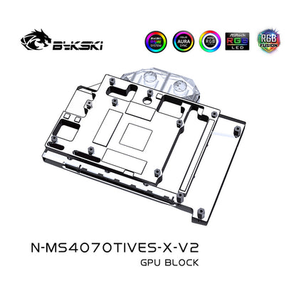 Bykski GPU Water Block For MSI RTX 4070 Ti Ventus 3X / 4070 Ventus 3X 2X/ 4070 Gaming X Trio, Full Cover With Backplate PC Water Cooling Cooler, N-MS4070TIVES-X-V2