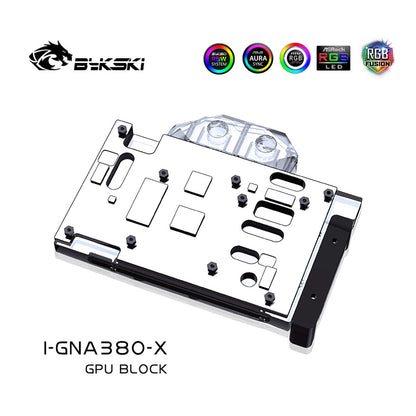 Bykski GPU Water Block For Gunnir Intel Arc A380 Photon 6G OC, Full Cover With Backplate PC Water Cooling Cooler,  I-GNA380-X