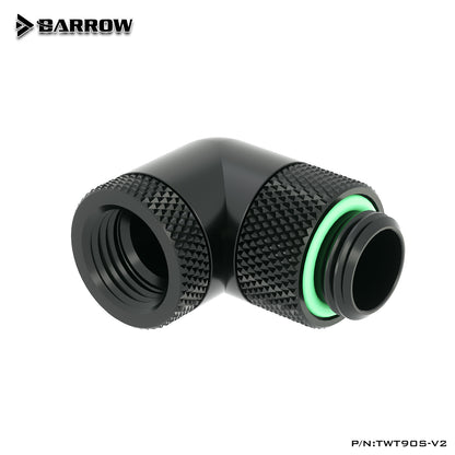 Barrow G1/4''Thread 90 Degree Two Rotary Fitting, Adapter Rotating 90 Degrees Water Cooling Adaptors, TWT90S-V2