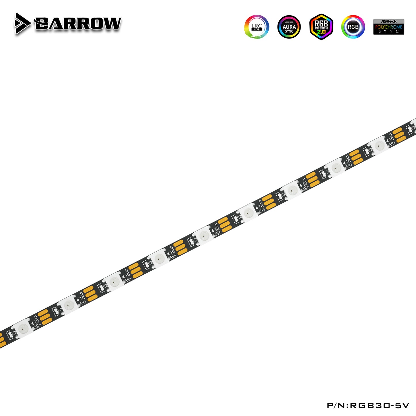 Barrow Aurora LED 5V 3PIN Strip Light Sticks, Use For CPU / GPU Block / Pump/Waterway Board,  Support Motherboard Sync, RGB30-5V