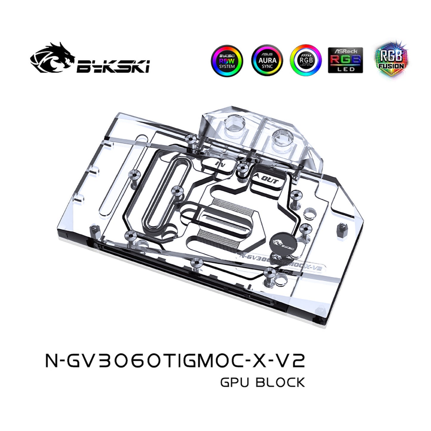 Bykski 3060ti GPU bloc de refroidissement par eau pour GIGABYTE RTX 3060TI GAMING OC 8G, refroidisseur GPU refroidissement liquide, N-GV3060TIGMOC-X