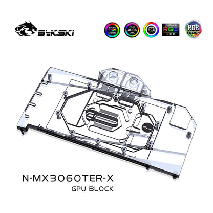 Bykski GPU Water Block For Maxsun RTX 3060 Terminator 12G, Full Cover With Backplate PC Water Cooling Cooler, N-MX3060TER-X