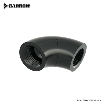Barrow G1/4 "noir argent 90 degrés double femelle 360 ​​degrés connecteur de refroidissement par eau rotatif TSNW902-V1