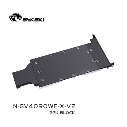 Bykski GPU Block For Gigabyte RTX 4090 Windforce 24G / 4090 Turbine, High Heat Resistance Material POM + Full Metal Construction, With Backplate Full Cover GPU Water Cooling Cooler Radiator Block, N-GV4090WF-X-V2