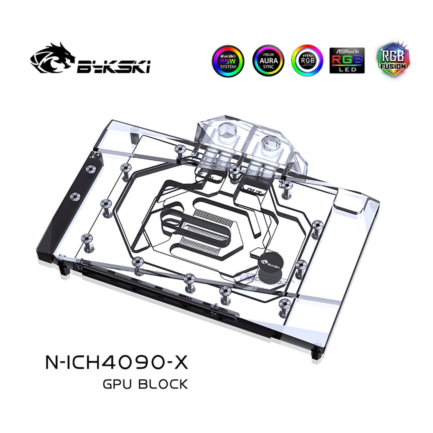 Bykski GPU Water Block For Inno3D RTX 4090 iCHILL Super Edition, Full Cover With Backplate PC Water Cooling Cooler, N-ICH4090-X