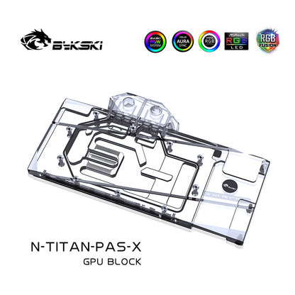 Bykski GPU Water Block For GTX 1070 / 1070Ti / 1080 / 1080Ti Founder Edition, Full Cover With Backplate PC Water Cooling Cooler, N-TITAN-PAS-X