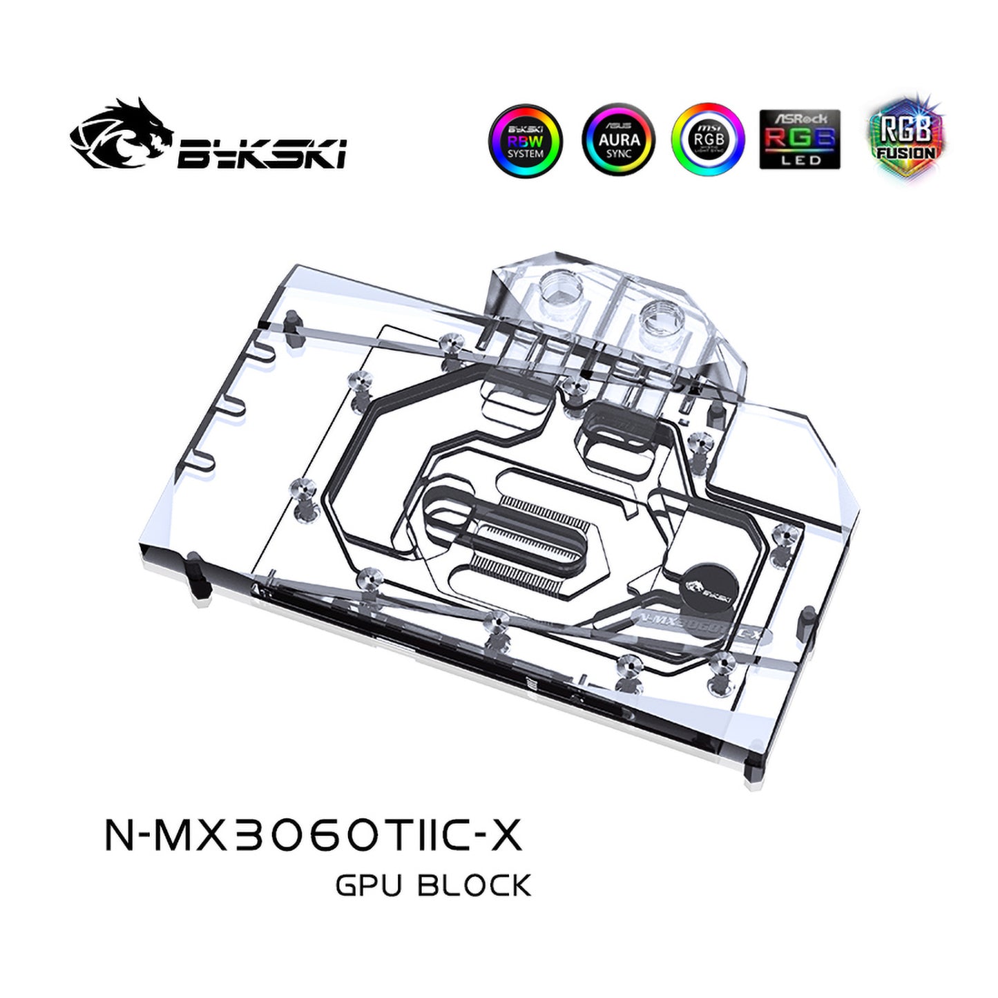 Bykski GPU Water Block For Maxsun RTX 3060 Ti iCraft OC 8G, Full Cover With Backplate PC Water Cooling Cooler, N-MX3060TIIC-X