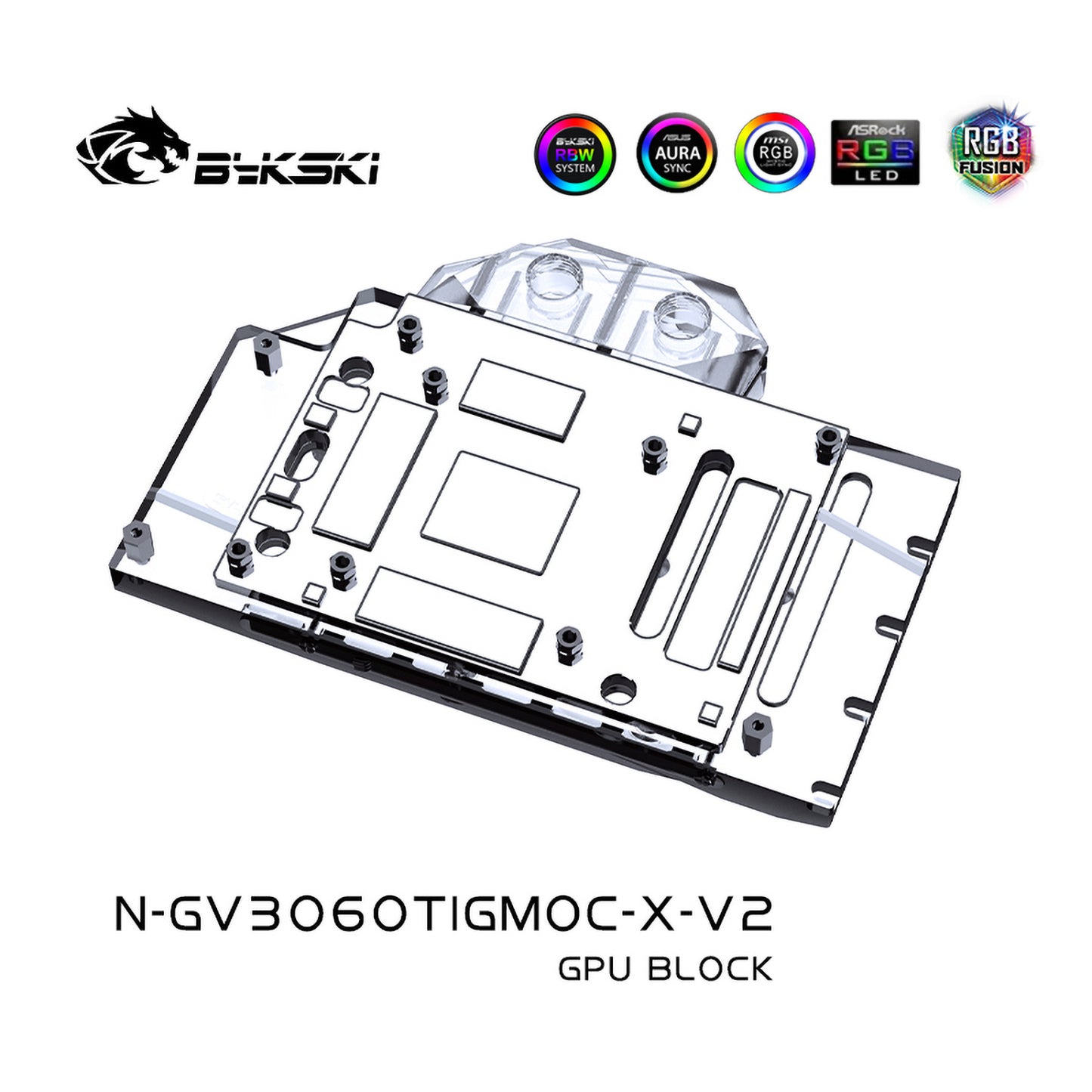 Bykski GPU Water Cooling Block For Gigabyte RTX 3060TI/3060/3050 Gaming / Eagle / Vision, GPU Cooler Liquid Cooling, N-GV3060TIGMOC-X-V2