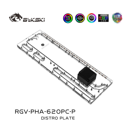 Bykski Distro Plate For Phanteks 620PC Case, Acrylic Waterway Board Combo DDC Pump, 5V A-RGB, RGV-PHA-620PC-P