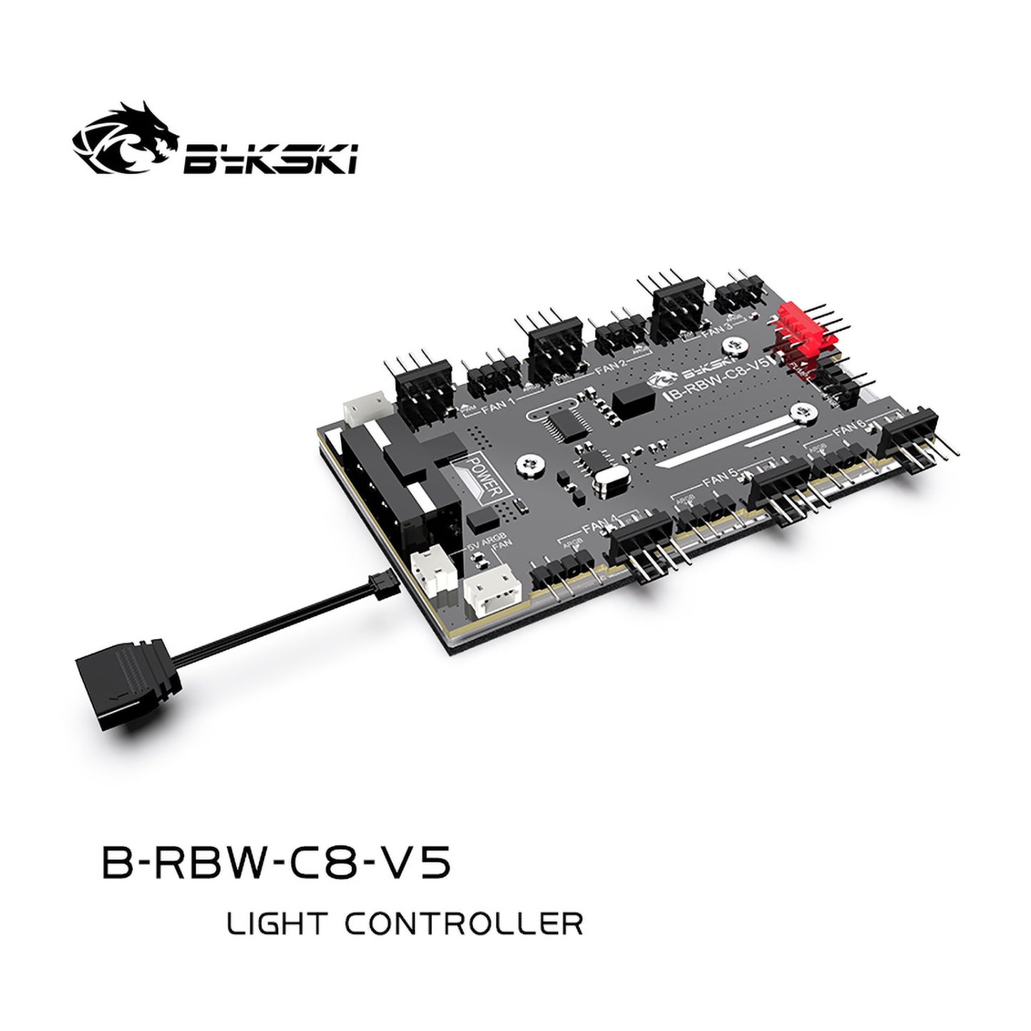 Bykski V5 Version A-RGB Lighting Controller With Multifunctional Hub, Compatible 5V 3Pin LED / 2510 4Pin Fan, Sync To Motherboard, B-RBW-C8-V5
