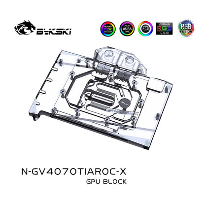 Bykski GPU Water Block For Gigabyte RTX 4070 Ti / 4070 AERO / Gaming OC / Windforce , Full Cover With Backplate PC Water Cooling Cooler, N-GV4070TIAROC-X
