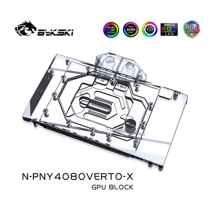 Bykski GPU Water Block For PNY RTX 4080 16GB XLR8 Gaming VERTO EPIC-X ARGB OC, Full Cover With Backplate PC Water Cooling Cooler, N-PNY4080VERTO-X