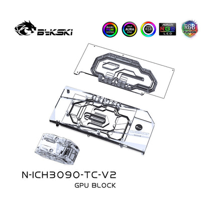 Bloc GPU Bykski avec refroidisseur de fond de panier de voie navigable actif pour Inno3D RTX 3090 3080 iChill/Gaming X3/Twin X2 N-ICH3090-TC