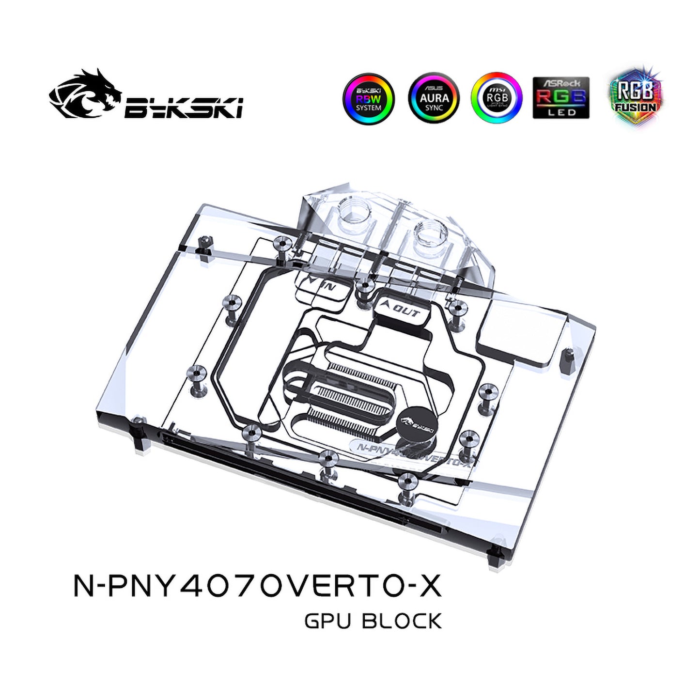 Bykski GPU Water Block For PNY RTX 4070 Gaming VERTO 12GB, Full Cover With Backplate PC Water Cooling Cooler, N-PNY4070VERTO-X