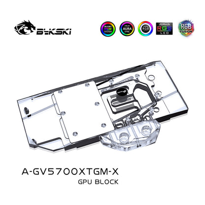Bykski GPU Water Cooling Block For Gigabyte RX5700XT Gaming OC 8G, Full Cover Water Cooling Cooler With Back Plate, A-GV5700XTGM-X