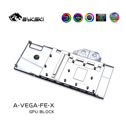 Bykski GPU Water Block For AMD RX VEGA 64 / 56 Founder Edition, Sapphire Dataland XFX Yeston VEGA, Full Cover With Backplate PC Water Cooling Cooler, A-VEGA-FE-X
