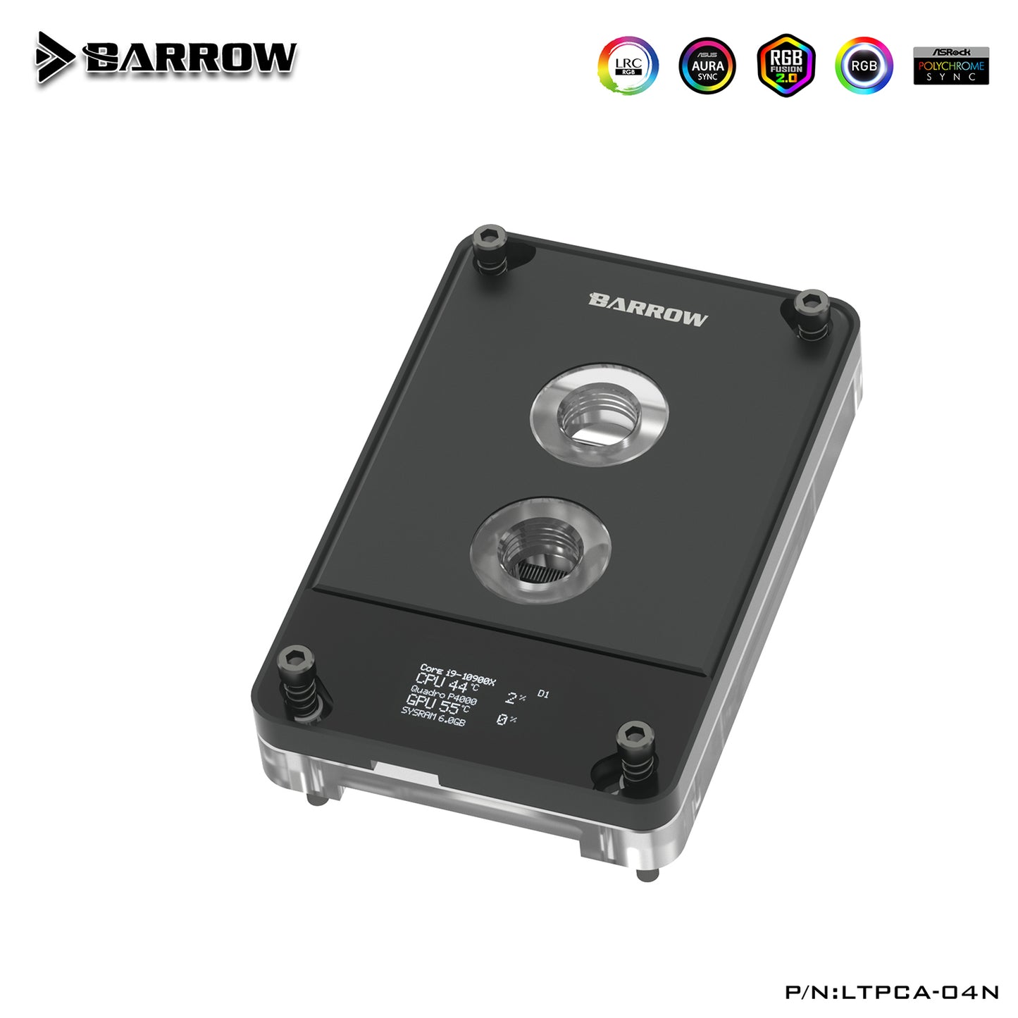 Barrow For Intel Lga115X/1200/1700/X99/X299 AMD AM5/AM4/AM3+/AM3/FM2 Platform CPU Water Cooling Block With PC Monitoring Screen, LTPC-04N LTPCA-04N