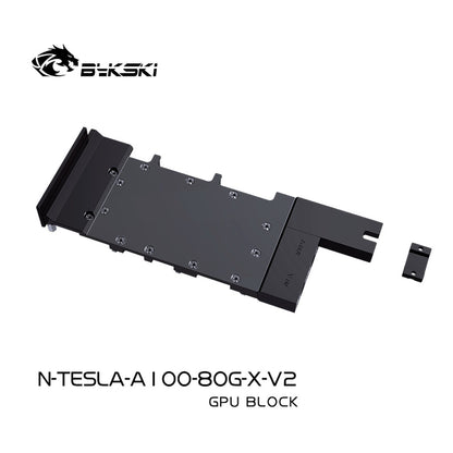 Bykski GPU Block For Nvidia Tesla A100 80GB / A800 80GB, High Heat Resistance Material POM + Full Metal Construction, With Backplate Full Cover GPU Water Cooling Cooler Radiator Block, N-TESLA-A100-80G-X-V2