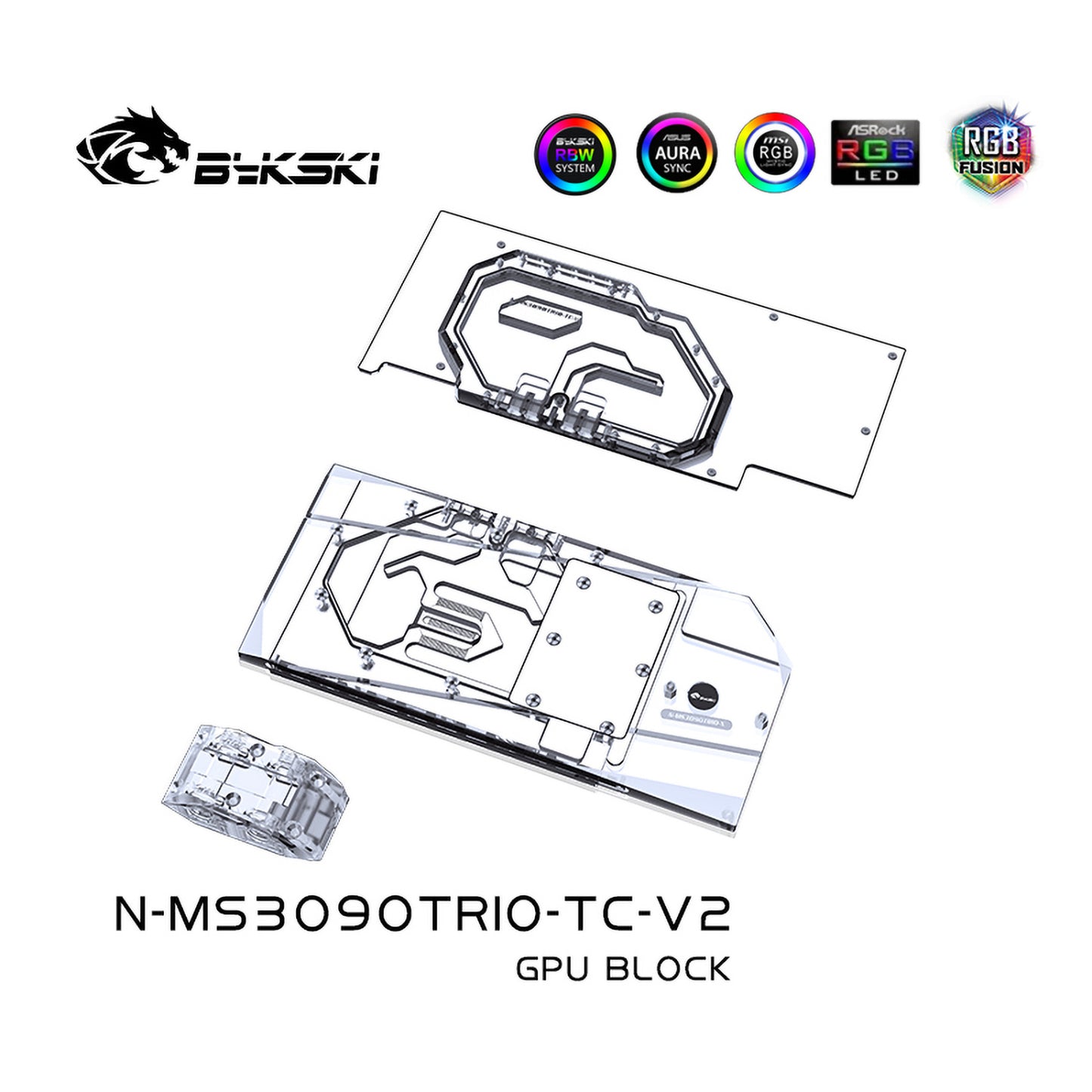 Bykski GPU Block With Active Waterway Backplane Cooler For MSI RTX 3090 3080 Gaming X Trio / Suprim X , N-MS3090TRIO-TC-V2