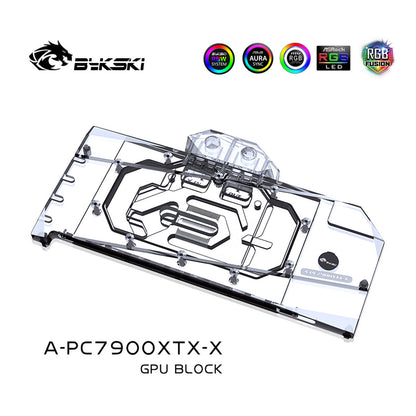 Bykski GPU Water Block For Powercolor RX 7900 XTX / XT Hellhound, Vastarmor 7900XT Starry Sky, Yeston 7900 XTX, Full Cover With Backplate PC Water Cooling Cooler, A-PC7900XTX-X