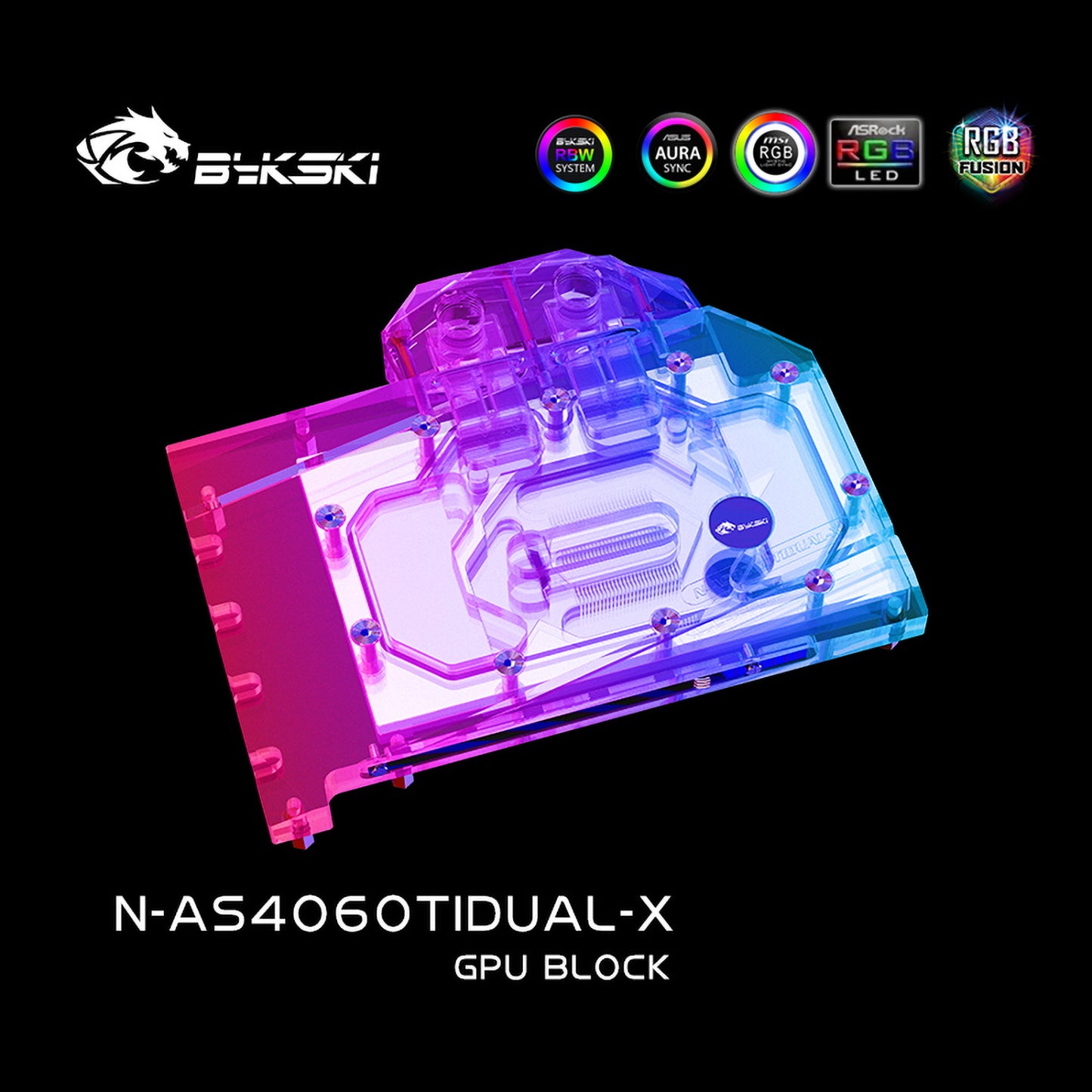 Bykski GPU Water Block For Asus Dual RTX 4060 Ti OC, Full Cover With Backplate PC Water Cooling Cooler, N-AS4060TIDUAL-X