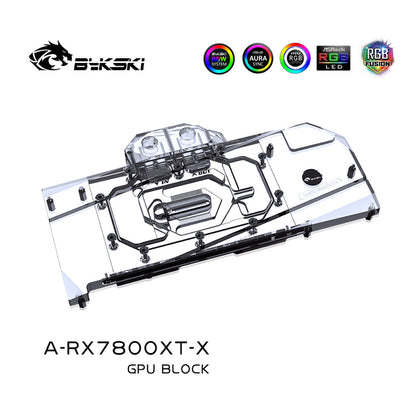 Bykski GPU Water Block For AMD Radeon RX 7800 XT, Full Cover With Backplate PC Water Cooling Cooler, A-RX7800XT-X