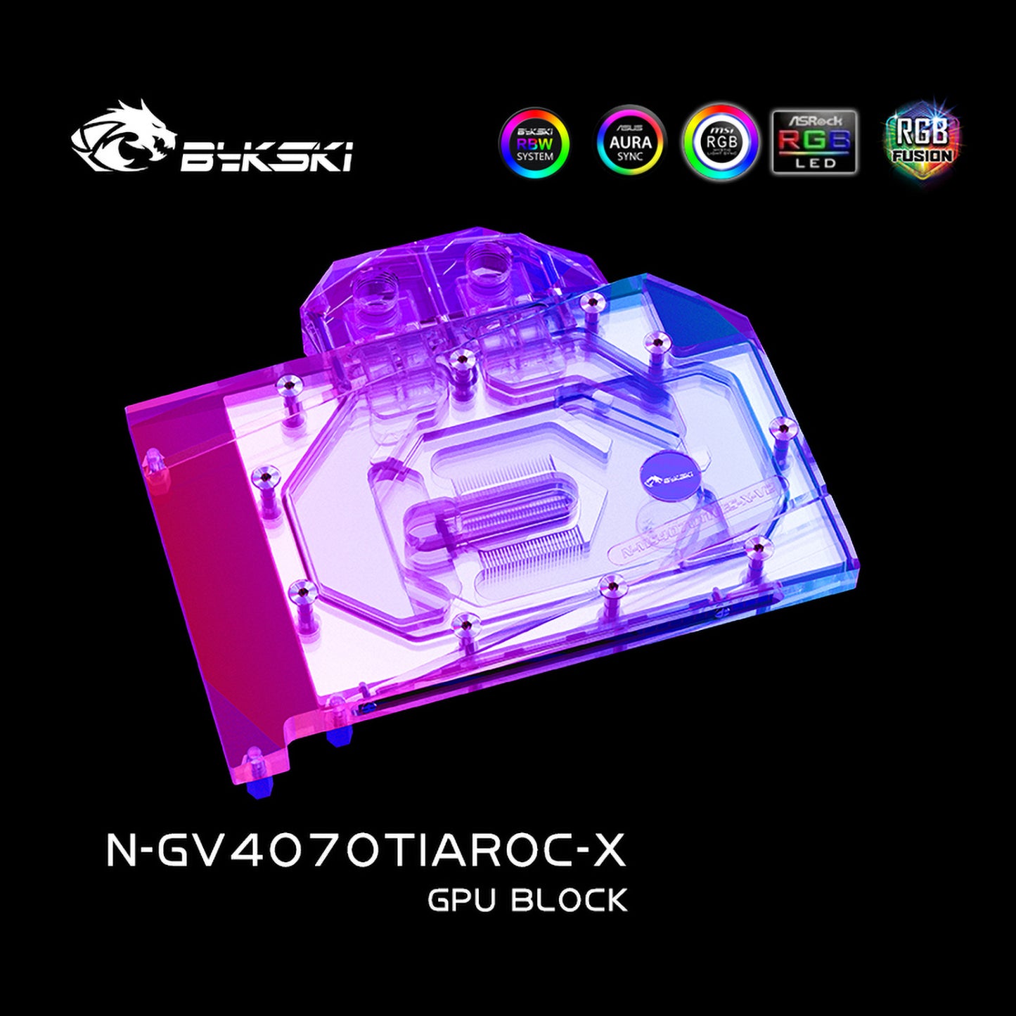 Bykski GPU Water Block For Gigabyte RTX 4070 Ti / 4070 AERO / Gaming OC / Windforce , Full Cover With Backplate PC Water Cooling Cooler, N-GV4070TIAROC-X