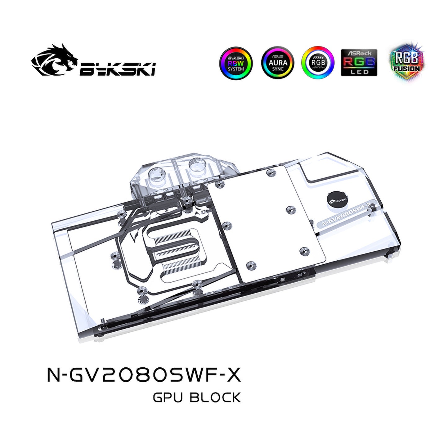 Bykski GPU Water Cooling Block For Gigabyte RTX2080 Super Windforce OC 8G / RTX2070 Super Gaming OC 8G, N-GV2080SWF-X